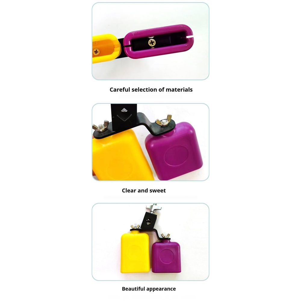Block Set, Plastic Cow Bell Double Sambago Bell And Musical Percussion Block, Latin Percussion Instrument Kit V1192-AZ-W-3360