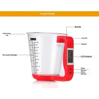 Digital Kitchen Scale and Measuring Cup Kitchen Measuring Cup Scale LCD Digital Display for Baking Tea V1192-AZ-W-3364