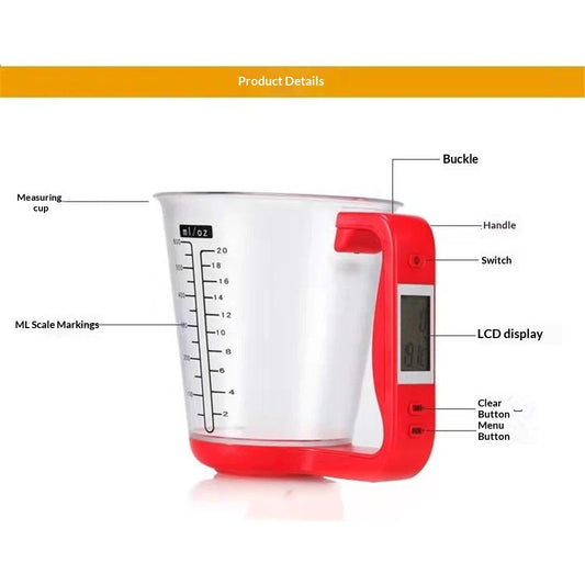 Digital Kitchen Scale and Measuring Cup Kitchen Measuring Cup Scale LCD Digital Display for Baking Tea V1192-AZ-W-3364