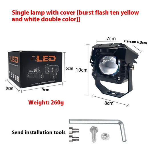 Motorcycle LED Pods Auxiliary Driving Fog Lights White+yellow LED Spotlight Projector Work Light Compatible V1192-AZ-W-3365