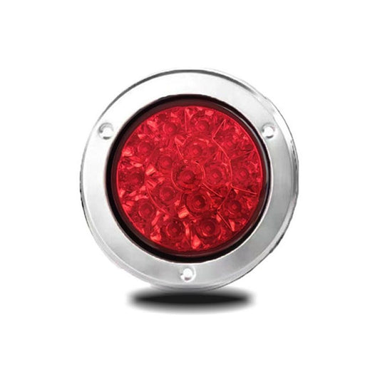 2pc 4" Inch Round 16 LED Trailer Tail Lights [Stainless Steel Chrome Bezel & Connector Plug] Stop Brake V1192-AZ-W-3366