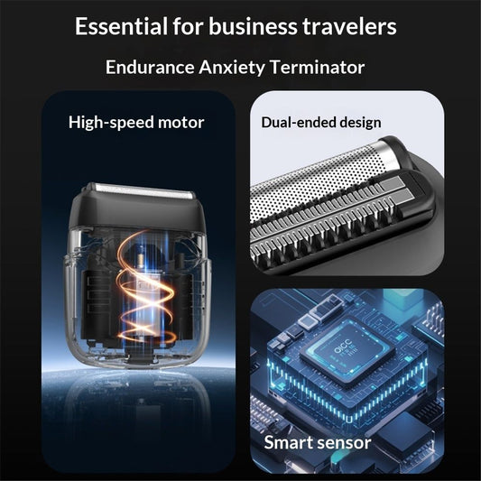 Men's electric shaver: dual blade shaver, LED display screen, USB-C fast charging, waterproof - very suitable V1192-AZ-W-3367