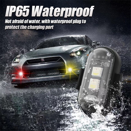 6PCS Wireless LED Lights for Car with Remote Control, Halloween Wireless LED Strobe Lights 8 Colors USB IP65 V1192-AZ-W-3373