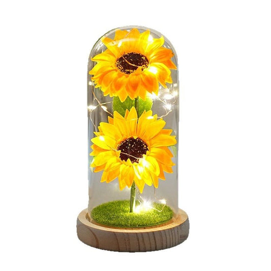 Sunflower Gift for Women,Sun Flowers Home Decor,Preserved Sunflower Bouquet in Glass Dome,Birthday Gifts for V1192-AZ-W-3375