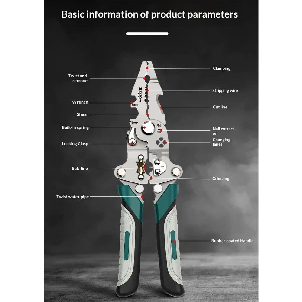 18 In 1 Foldable Wire Stripper,Multifunctional Foldable Wire Stripper Electrical Pliers,For Cutting And V1192-AZ-W-3376