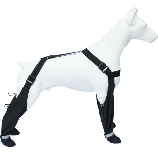 Dog Suspender Booties, Paw Boot Leggings Anti-Slip, Pet Snow Pants with Attached Boots Waterproof, Adjustable V1192-AZ-W-3379
