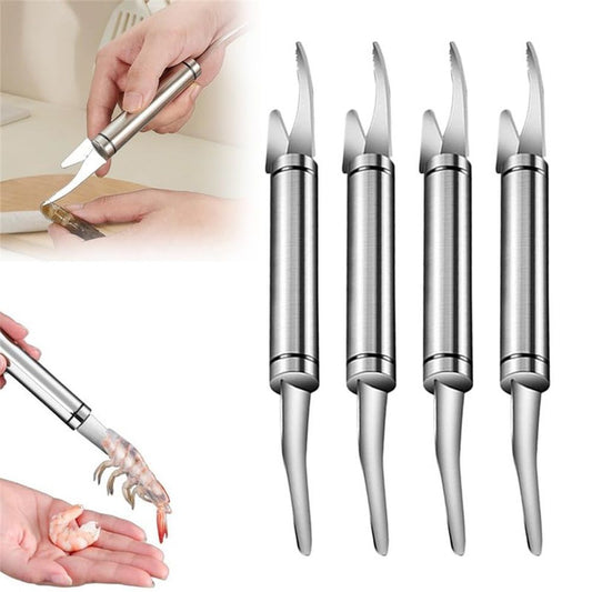 4 pack 5 In 1 Multifunctional Shrimp Line Fish Maw Knife, New Stainless Steel Shrimp Deveining Tool Fish V1192-AZ-W-3381