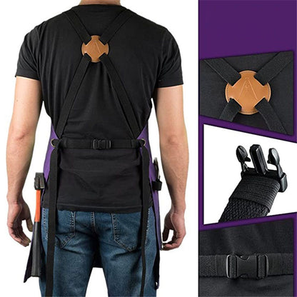 Chef and BBQ Apron - Canvas, Stainless Steel Hardware - Cross Back Straps(Purple, with only one apron) V1192-AZ-W-3387