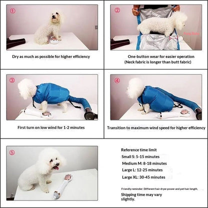 Pet Dog Dryer, Protable Fast Easy Blower Professional Tool Hair Pet Low Noise Puff and Fluff Bath Grooming - L V1192-AZ-W-3391