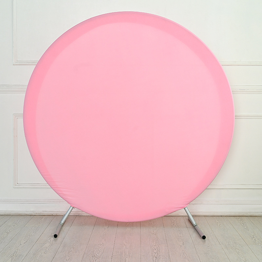 Round Backdrop Cover - 7.2x7.2ft Pink Circle Cover Round Photography Background for Birthday Party Baby V1192-AZ-W-3403