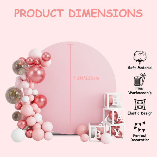 Round Backdrop Cover - 7.2x7.2ft Pink Circle Cover Round Photography Background for Birthday Party Baby V1192-AZ-W-3403