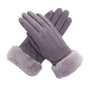 Women Winter Warm Touch Screen Soft Windproof Lined Thick Gloves for Snow Skiing in Clod Weather grey V1192-AZ-W-3404