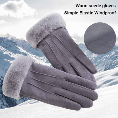 Women Winter Warm Touch Screen Soft Windproof Lined Thick Gloves for Snow Skiing in Clod Weather grey V1192-AZ-W-3404
