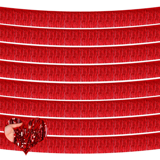 10 Pack 10 Feet Red Foil Fringe Garland Metallic Tassle Banner Wall Hanging Tinsel Streamers Backdrop for V1192-AZ-W-3407