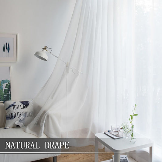 Linen Sheer Curtains for Bedroom, Beige Curtains 84 inches Long for Living Room, Natural Flax Blend Window V1192-AZ-W-3409