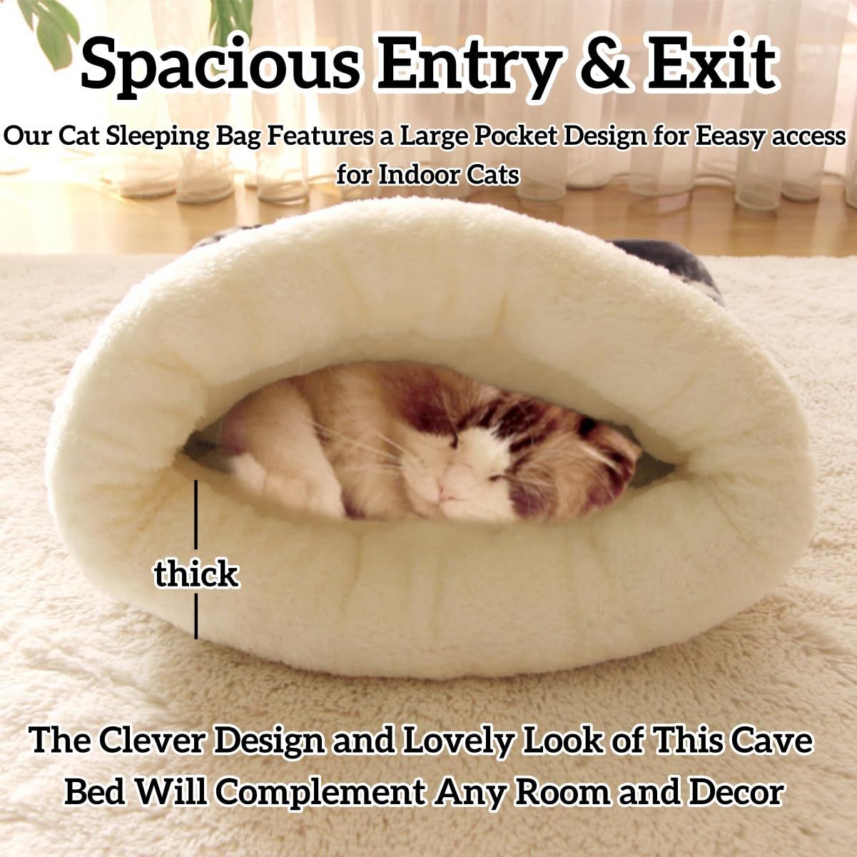 Cat Bed Cave Sleeping Bag, Pet Mat Warming Pad Sack for Cats and Small Dog,Burrowing Cozy Soft Comfortable V1192-AZ-W-3410