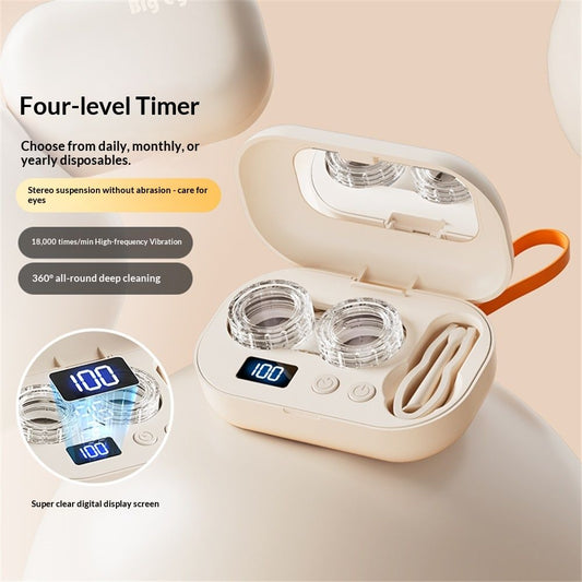 Portable Ultrasonic Contact Lens Cleaner with USB Charger - Fit Disposable Soft, Colored & RGP Lenses - V1192-AZ-W-3411