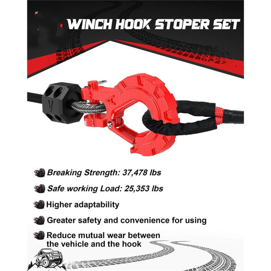 Winch Hook 3/8" - Clevis Slip Hook with Safety Latch & Winch Cable Hook Stopper, Grade 70 Forged Steel Max V1192-AZ-W-3413