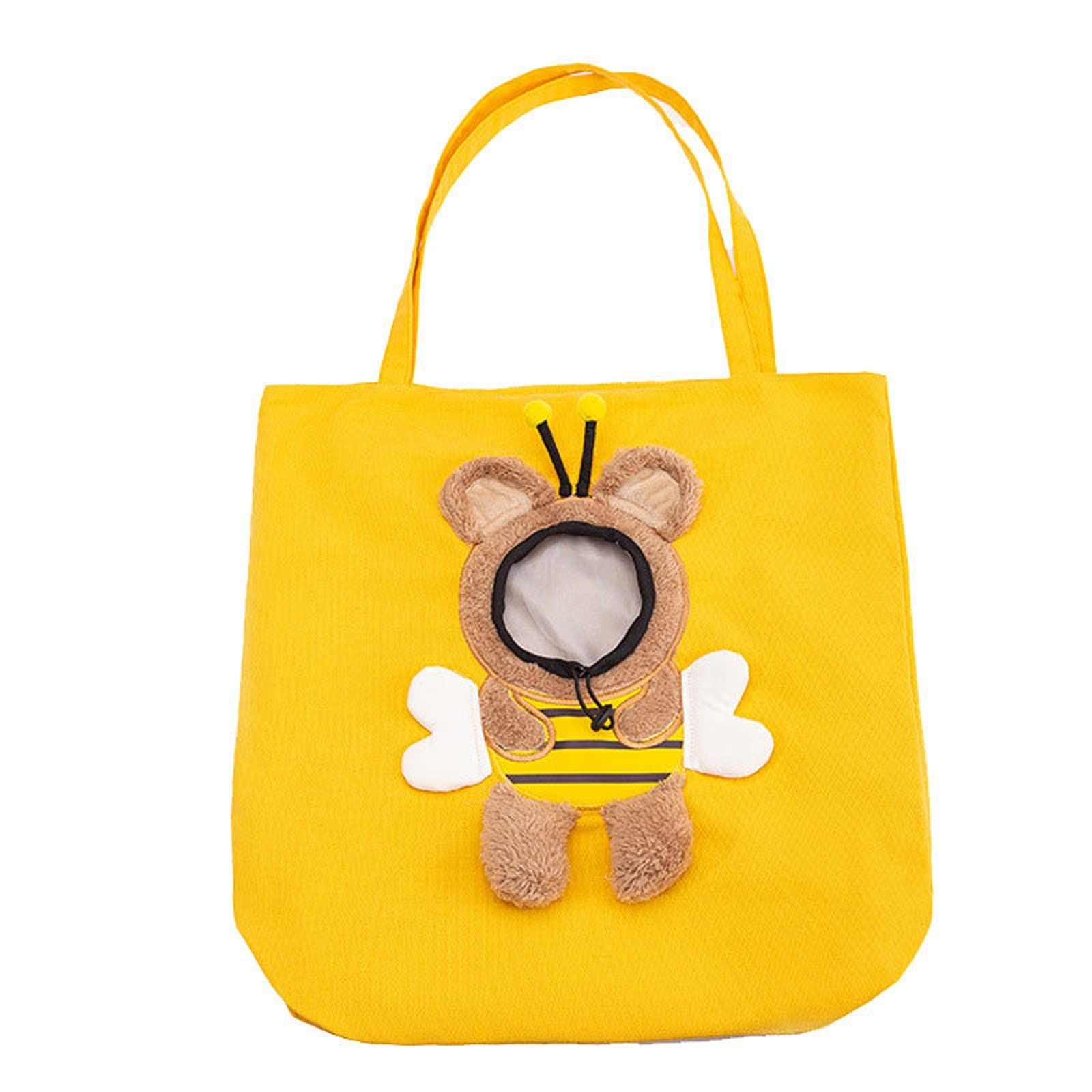 Bee-Shaped Show Head Pet Canvas Shaped Shoulder Bag, Pet Out Bag, Outcrop, Pet Out Shoulder Bag. (Bee-Large) V1192-AZ-W-3428