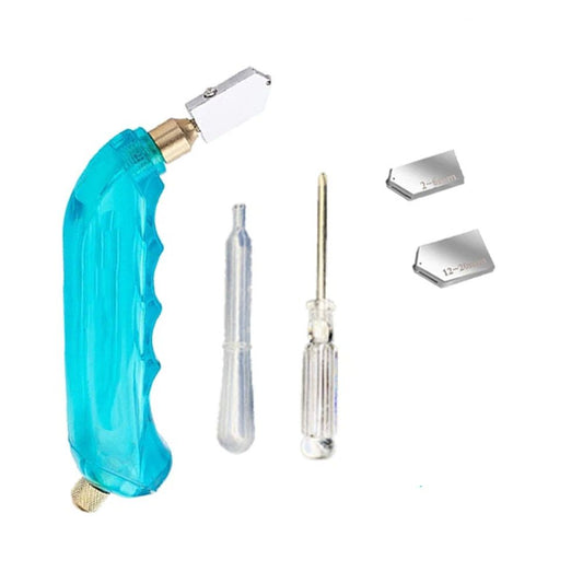 5pcs Pistol Grip Oil Feed Glass Cutter Tungsten Carbide, Professional Stained Glass Cutting Tool with 2 V1192-AZ-W-3431
