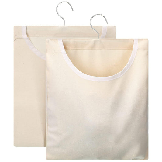 2pcs Canvas Clothespin Bag, Beige (32x27 cm/13.33x11.25 inch), Zipper Closure, Portable Clothes Pin Hanging V1192-AZ-W-3432