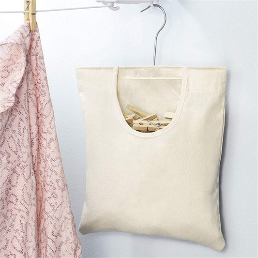 2pcs Canvas Clothespin Bag, Beige (32x27 cm/13.33x11.25 inch), Zipper Closure, Portable Clothes Pin Hanging V1192-AZ-W-3432