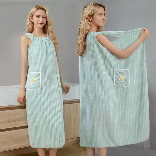 Dry Absorb Water Wearable Bath Towel, 2-in-1 bathrobe wearable bath towel for women After Shower matcha V1192-AZ-W-3453