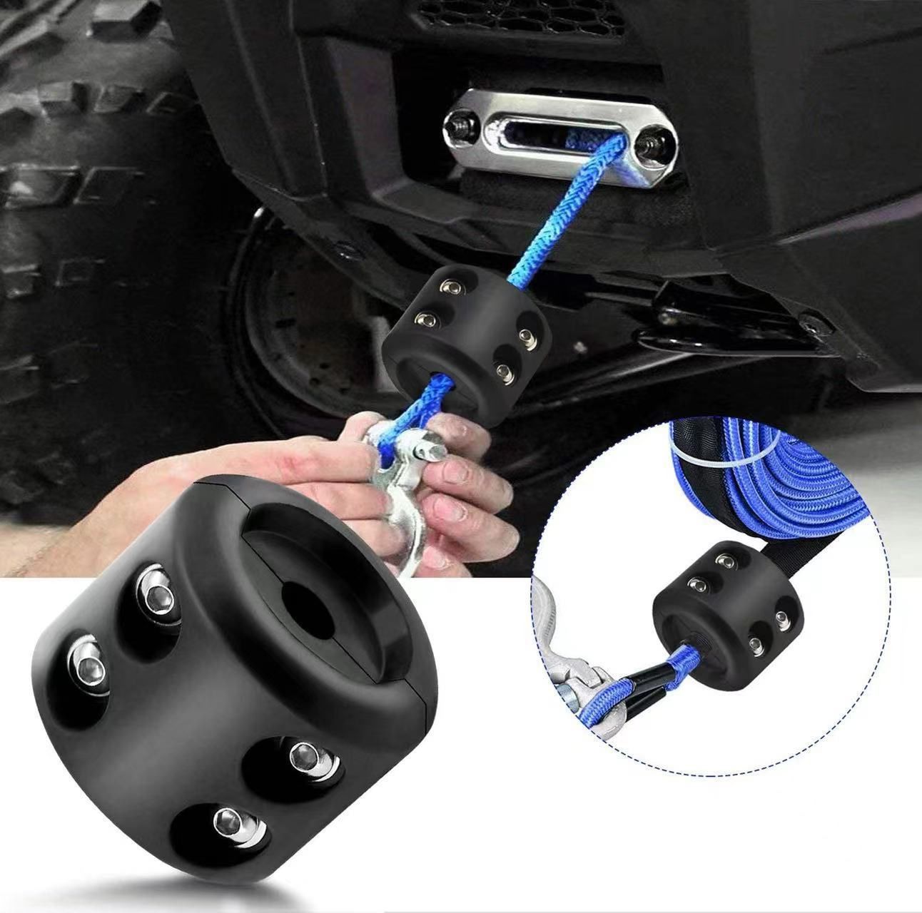 Winch Cable Hook Stopper, Rubber Winch Stopper for Wire & Synthetic Rope, with Stainless Steel Screws and V1192-AZ-W-3454