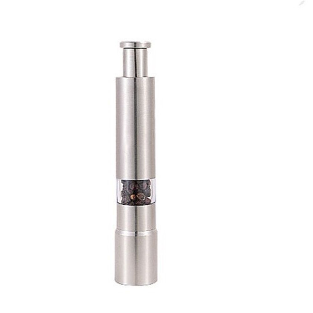 Stainless-Steel One-Handed Thumb Push Button Salt and Pepper Grinder For Black Pepper(Stainless steel spring V1192-AZ-W-3456