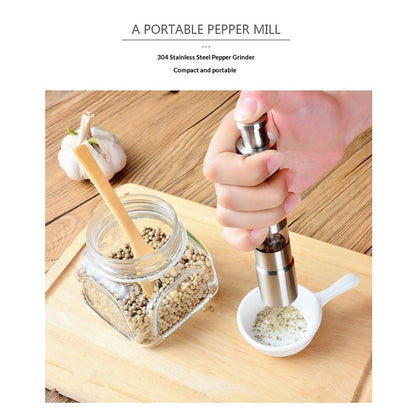 Stainless-Steel One-Handed Thumb Push Button Salt and Pepper Grinder For Black Pepper(Stainless steel spring V1192-AZ-W-3456