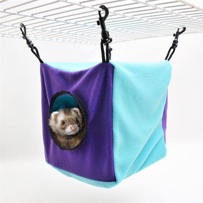 Small Animals Cube Hammock for Ferret, Rat, Chinchilla, Squirrel, Guinea Pig Cage Hanging Warm Hideout Bed V1192-AZ-W-3462