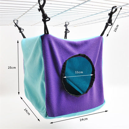 Small Animals Cube Hammock for Ferret, Rat, Chinchilla, Squirrel, Guinea Pig Cage Hanging Warm Hideout Bed V1192-AZ-W-3462
