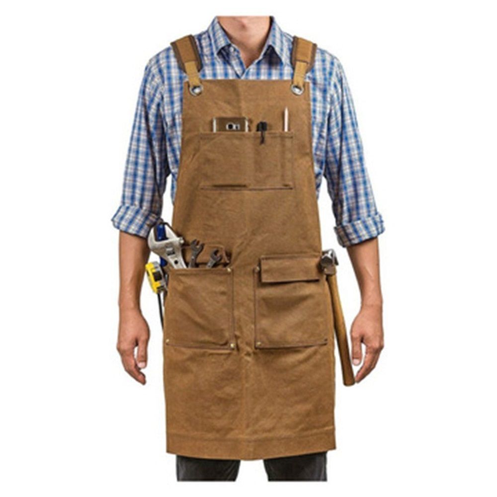 Woodworking Apron for Men Shop Apron Thick Canvas Work Apron with Tool Pockets,Carpentry Electrician Garden V1192-AZ-W-3477