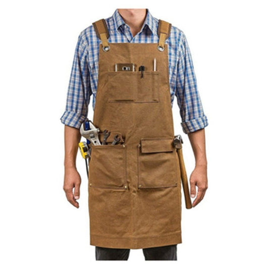 Woodworking Apron for Men Shop Apron Thick Canvas Work Apron with Tool Pockets,Carpentry Electrician Garden V1192-AZ-W-3477