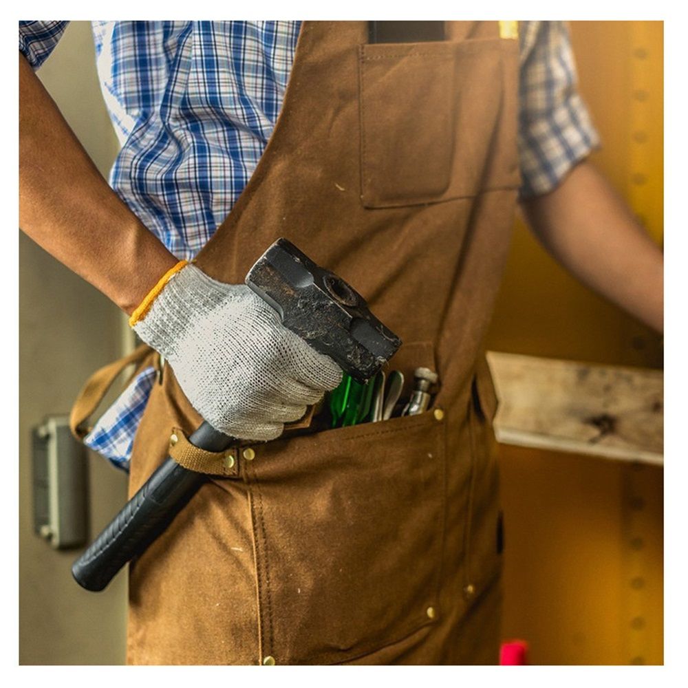 Woodworking Apron for Men Shop Apron Thick Canvas Work Apron with Tool Pockets,Carpentry Electrician Garden V1192-AZ-W-3477