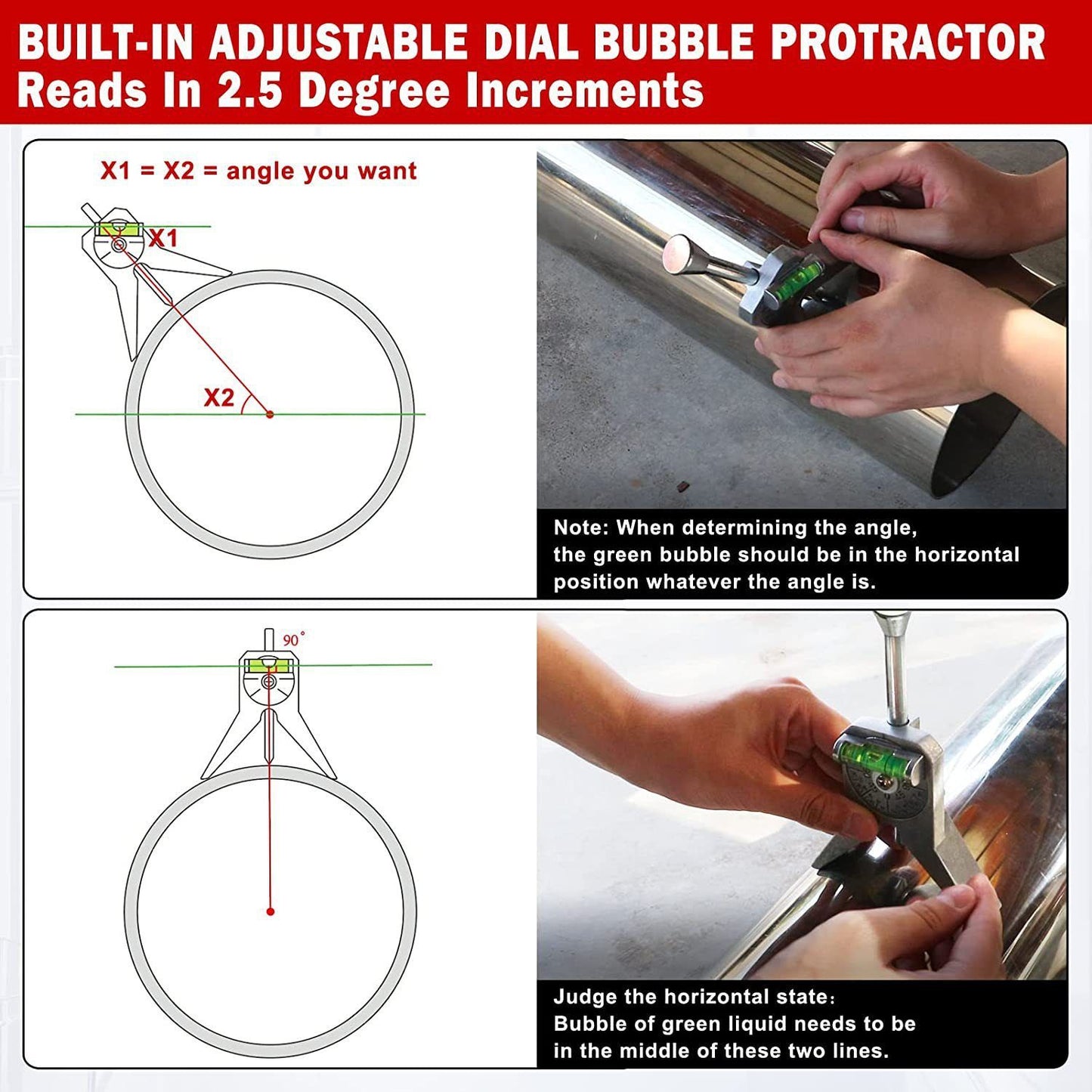 Upgraded Pipe Center Finder, Measure Pipe Diameter, Pipefitter Tools With Centering Head, Measure Pipe V1192-AZ-W-3500