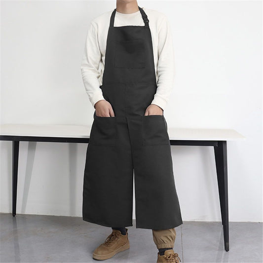 Pottery Apron Split Leg Long Artist Painting Aprons with 3 Pockets for Ceramics Clay Women Men(black) V1192-AZ-W-3505