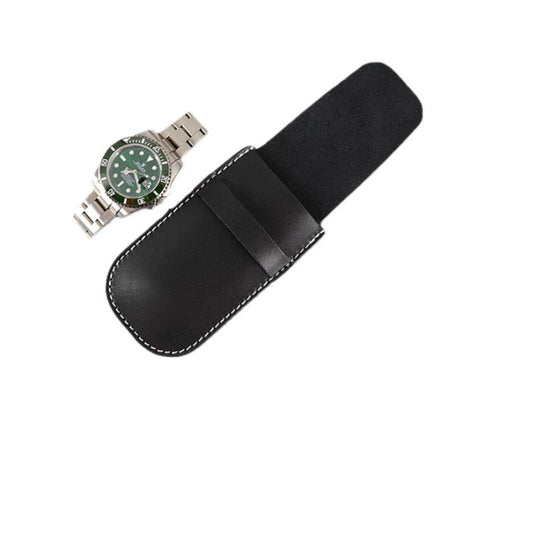 Leather Watch Pouches Portable Single Watch Travel Case Travel Bag For Travelling Business Trip (Black) V1192-AZ-W-3507