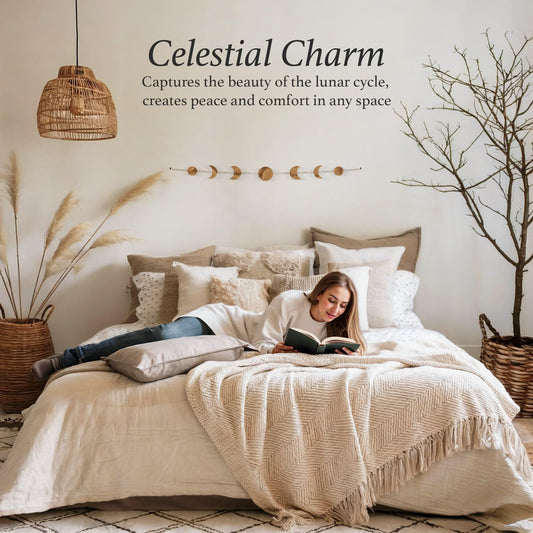 2pcs Moon Phase Wall Decor, Gold Wall Art for Bedroom, Bohemian and Astrology, Aesthetic 34.6" 7 Phases Metal V1192-AZ-W-3520