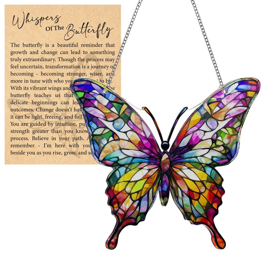 Butterfly Gifts for Women, Acrylic Butterfly Suncatcher Ornament Faux Stained Glass, Inspirational Gift for V1192-AZ-W-3523