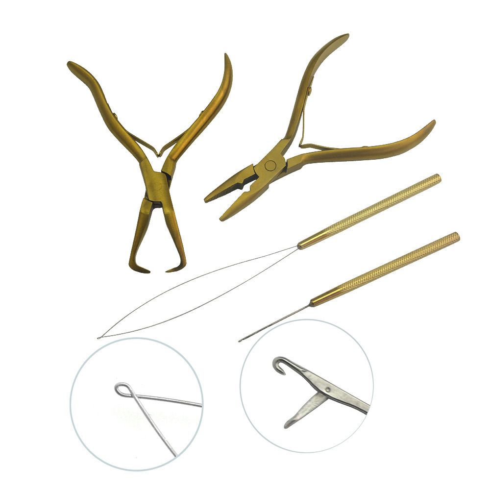 Professional Hair Extension Tools Kit, Hair Extensions Remover Pliers, Micro Links Beads Hair Pulling Hook & V1192-AZ-W-3525