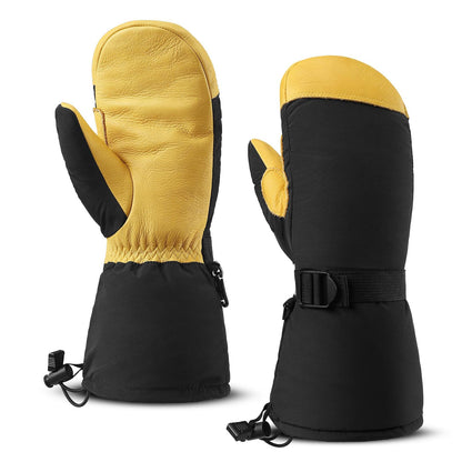 Waterproof and Windproof Genuine Deerskin Leather Ski Gloves with 3M Thinsulate Insulation (Yellow Waterproof) V1192-AZ-W-3529