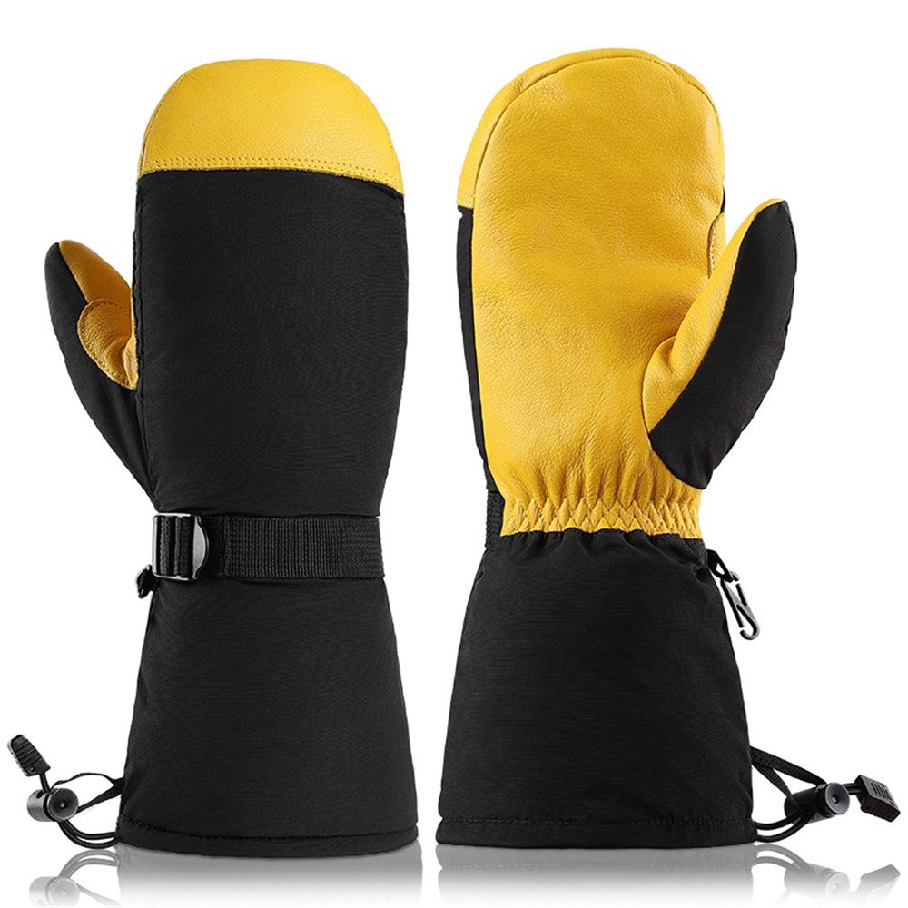Waterproof and Windproof Genuine Deerskin Leather Ski Gloves with 3M Thinsulate Insulation (Yellow Waterproof) V1192-AZ-W-3529