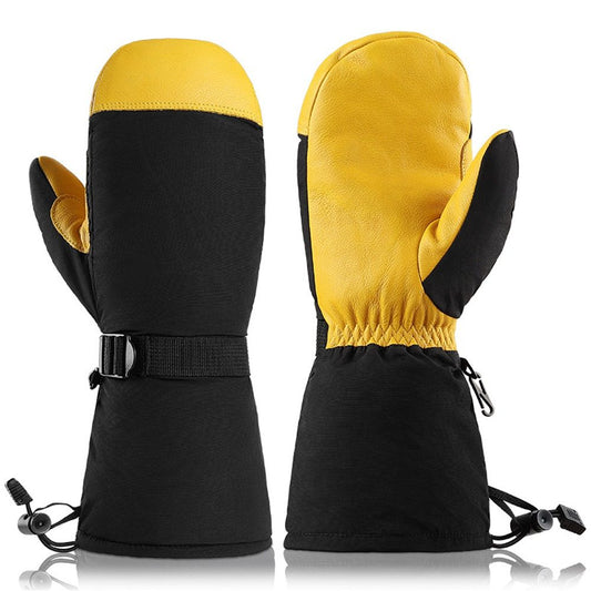 Waterproof and Windproof Genuine Deerskin Leather Ski Gloves with 3M Thinsulate Insulation (Yellow Waterproof) V1192-AZ-W-3529