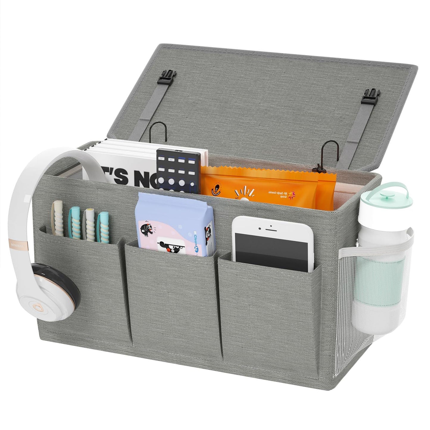 Dual purpose bedside storage device, multifunctional bedside storage solution magazine remote control V1192-AZ-W-3531