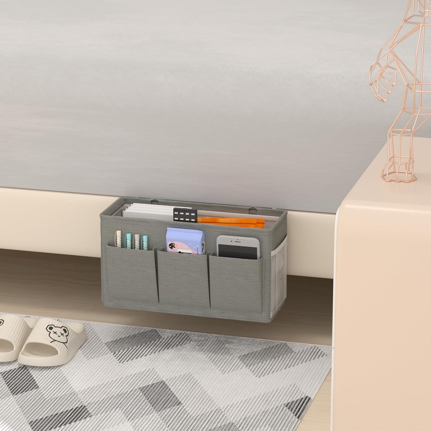 Dual purpose bedside storage device, multifunctional bedside storage solution magazine remote control V1192-AZ-W-3531