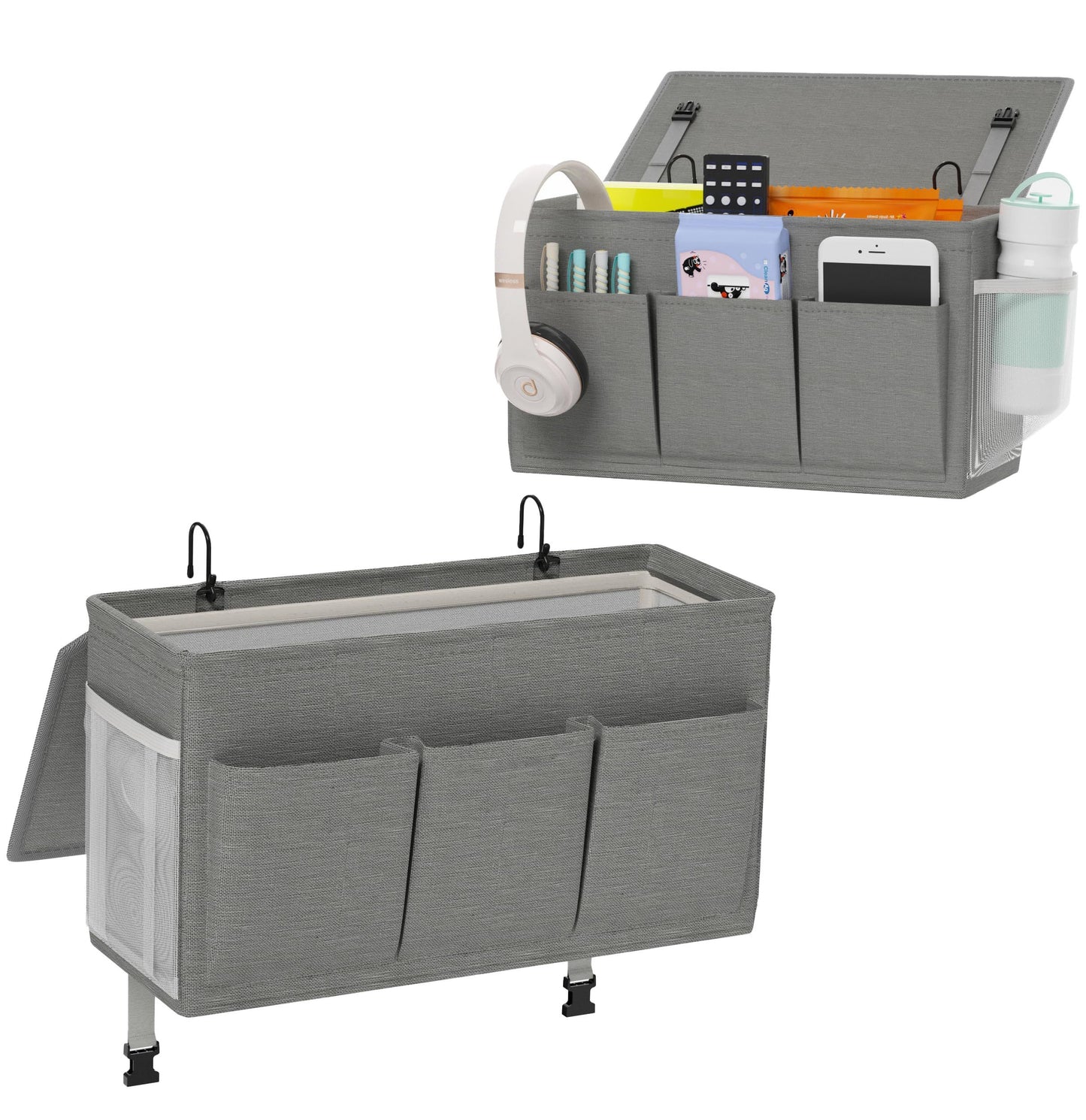 Dual purpose bedside storage device, multifunctional bedside storage solution magazine remote control V1192-AZ-W-3531
