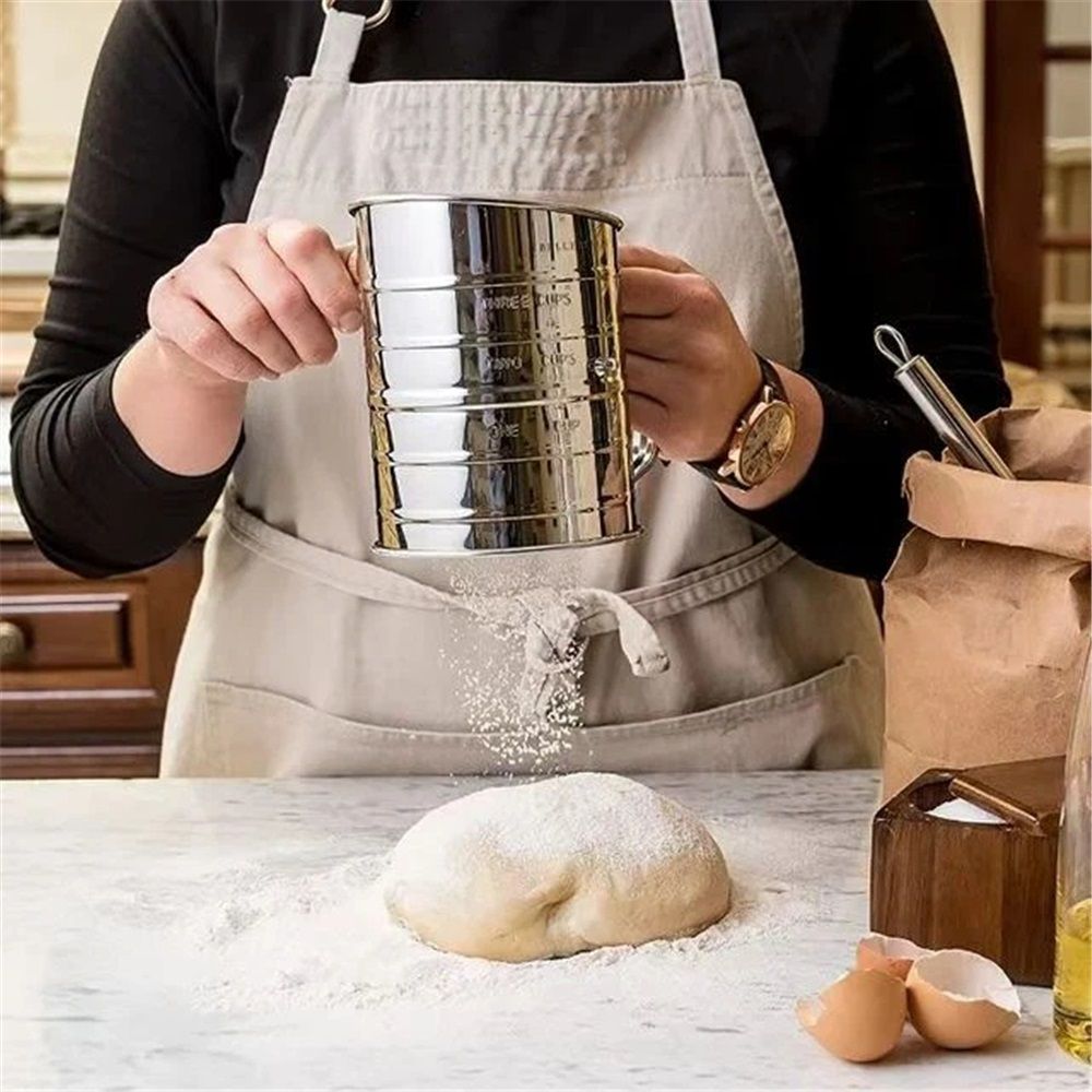 Flour Sifter for Baking Fine Mesh Rotary Hand Crank with Loop Agitator for Quick Sifting, Flour Sifter V1192-AZ-W-3536