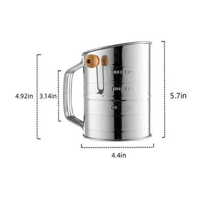 Flour Sifter for Baking Fine Mesh Rotary Hand Crank with Loop Agitator for Quick Sifting, Flour Sifter V1192-AZ-W-3536