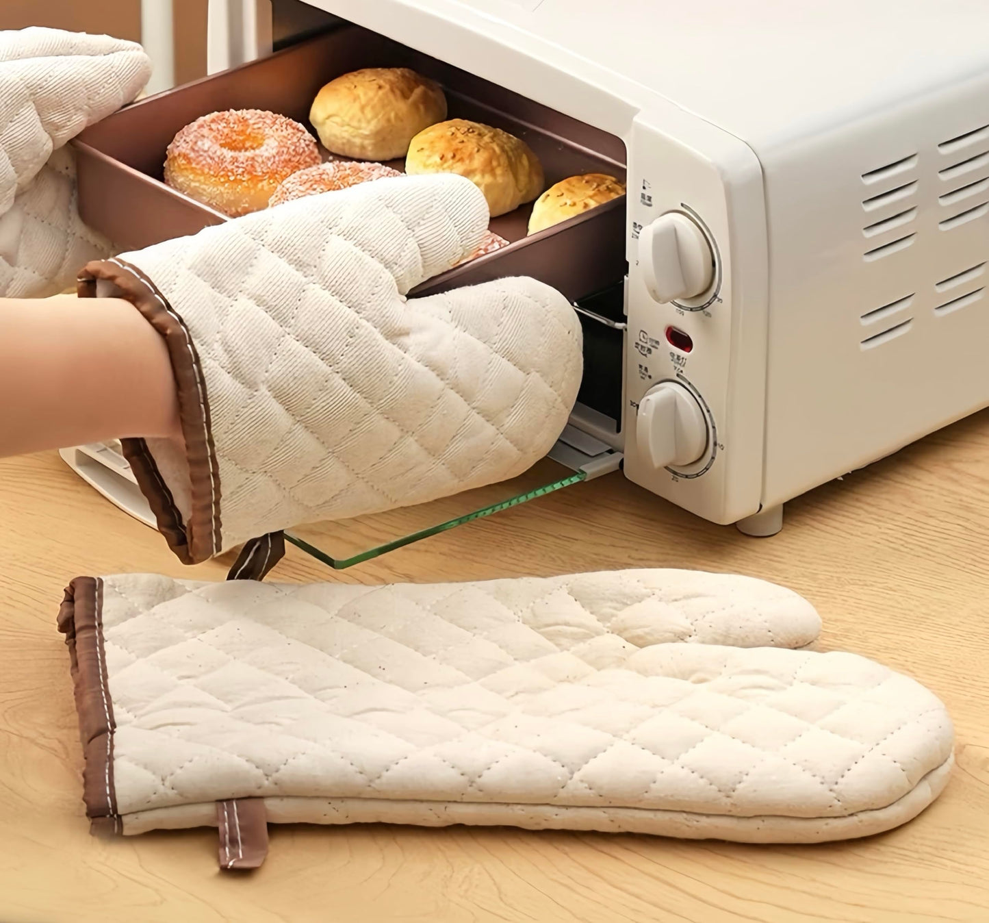 Cotton Oven a pair , High Heat Resistant Microwave Gloves, Kitchen Mitts for Baking,Cooking, BBQ, Small V1192-AZ-W-3539